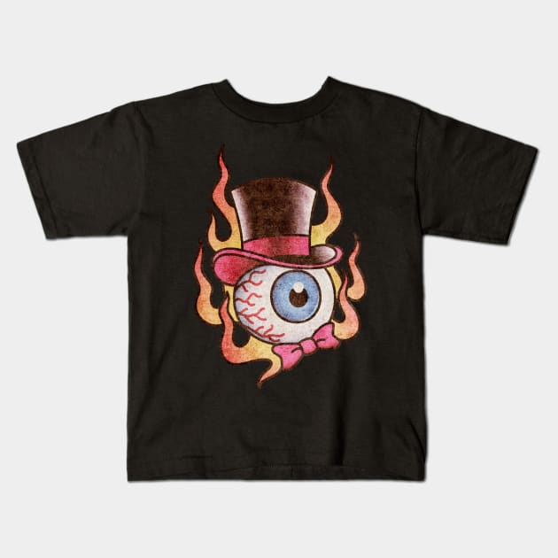 American Traditional Dapper Eyeball Kids T-Shirt by OldSalt